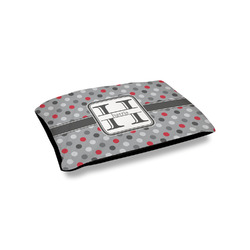 Red & Gray Polka Dots Outdoor Dog Bed - Small (Personalized)
