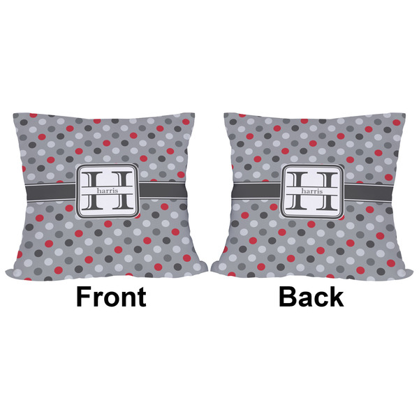 Red & Gray Polka Dots Outdoor Pillow - 16x16