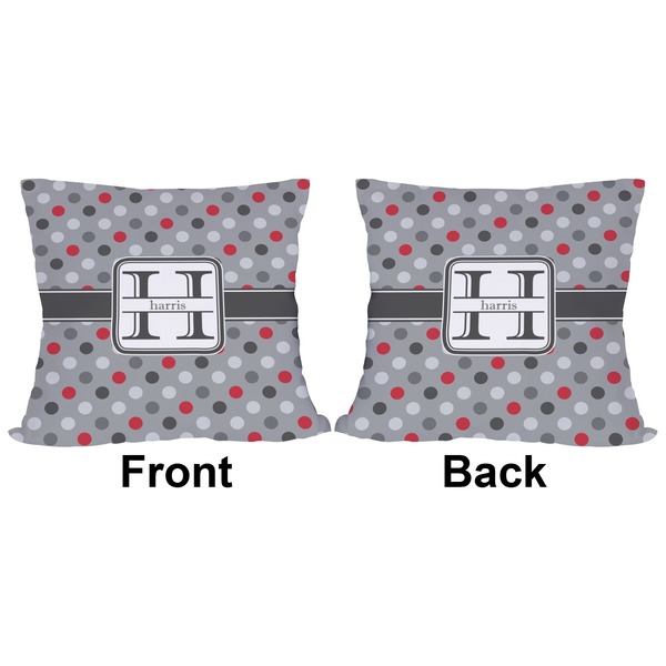 Red & Gray Polka Dots Outdoor Pillow - 18x18