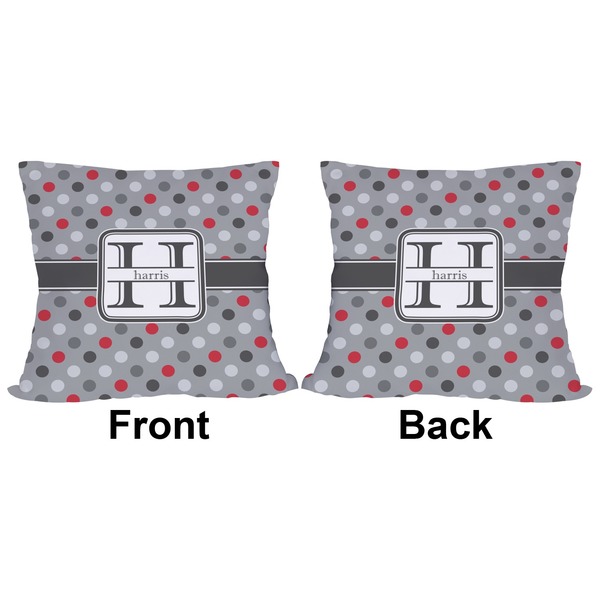 Red & Gray Polka Dots Outdoor Pillow - 20x20