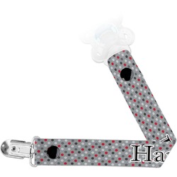 Red & Gray Polka Dots Pacifier Clip (Personalized)