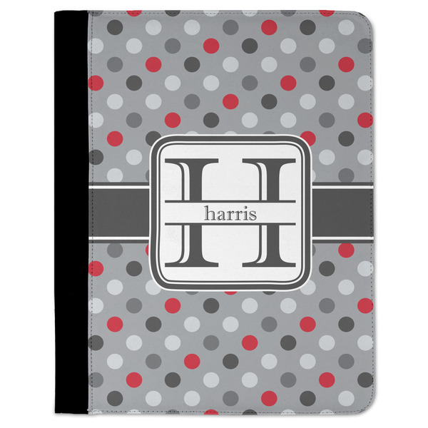 Custom Red & Gray Polka Dots Padfolio Clipboard - Large (Personalized)