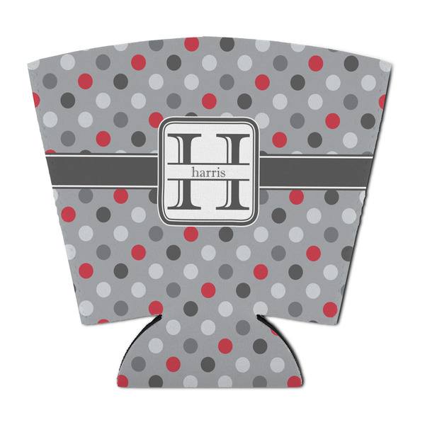 Red & Gray Polka Dots Party Cup Sleeves - with bottom - FRONT