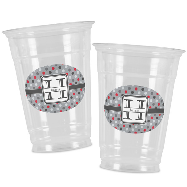 Red & Gray Polka Dots Party Cups - 16oz - Alt View