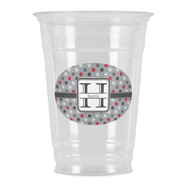 Custom Red & Gray Polka Dots Party Cups - 16oz (Personalized)