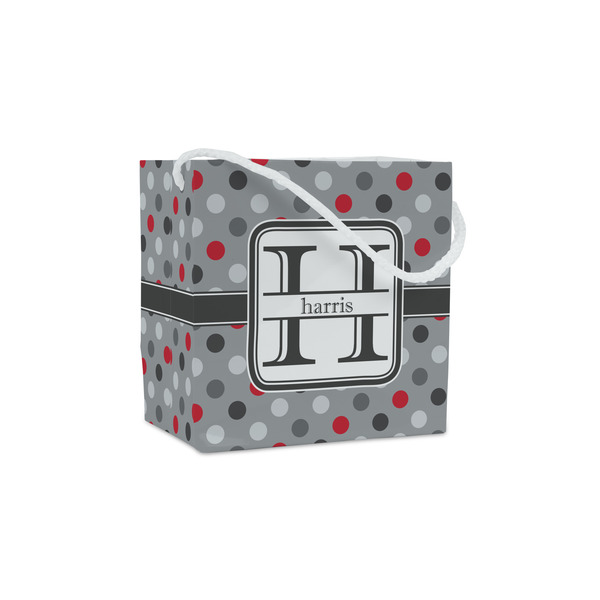 Custom Red & Gray Polka Dots Party Favor Gift Bags - Gloss (Personalized)