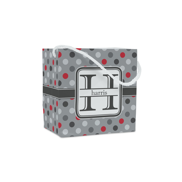 Custom Red & Gray Polka Dots Party Favor Gift Bags - Matte (Personalized)