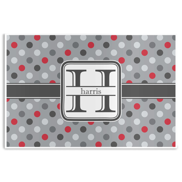 Custom Red & Gray Polka Dots Disposable Paper Placemats (Personalized)