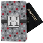 Red & Gray Polka Dots Passport Holder - Fabric (Personalized)
