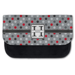 Red & Gray Polka Dots Canvas Pencil Case w/ Name and Initial