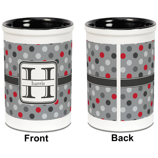 Red & Gray Polka Dots Pencil Holder - Black - approval