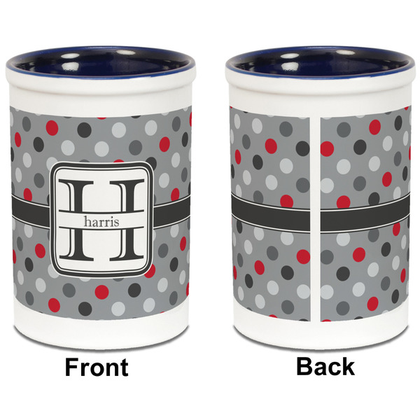 Red & Gray Polka Dots Pencil Holder - Blue - approval