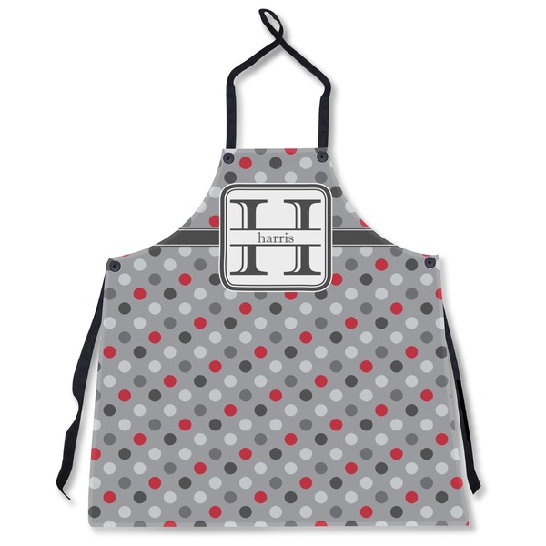 Red & Gray Polka Dots Personalized Apron