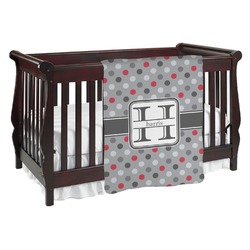 Red & Gray Polka Dots Baby Blanket (Personalized)