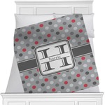 Red & Gray Polka Dots Minky Blanket - Twin / Full - 80"x60" - Double Sided (Personalized)