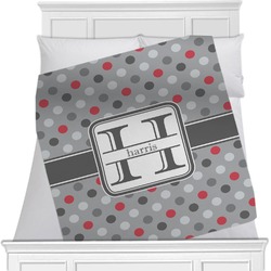 Red & Gray Polka Dots Minky Blanket - Twin / Full - 80"x60" - Double Sided (Personalized)