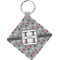 Red & Gray Polka Dots Personalized Diamond Key Chain