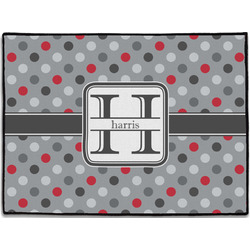 Red & Gray Polka Dots Door Mat - 24"x18" (Personalized)
