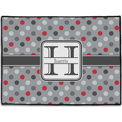 Red & Gray Polka Dots Door Mat (Personalized)