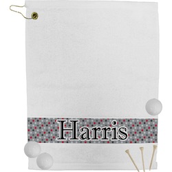 Red & Gray Polka Dots Golf Bag Towel (Personalized)