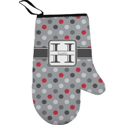 Red & Gray Polka Dots Oven Mitt (Personalized)