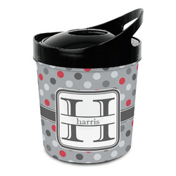 Red & Gray Polka Dots Plastic Ice Bucket (Personalized)