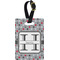 Red & Gray Polka Dots Plastic Luggage Tag - Rectangular w/ Name and Initial