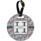 Red & Gray Polka Dots Personalized Round Luggage Tag
