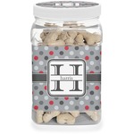 Red & Gray Polka Dots Dog Treat Jar (Personalized)