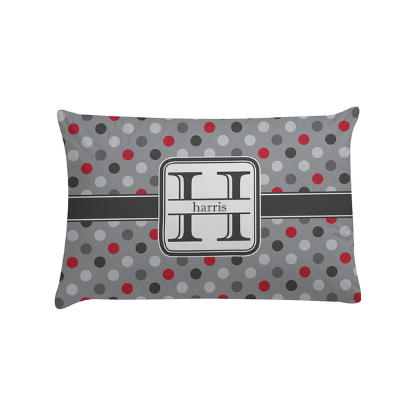 Custom Red & Gray Polka Dots Pillow Case - Standard (Personalized)