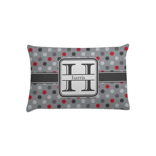 Custom Red & Gray Polka Dots Pillow Case - Toddler (Personalized)