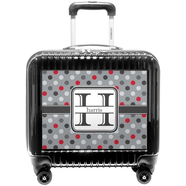 Custom Red & Gray Polka Dots Pilot / Flight Suitcase (Personalized)