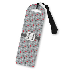 Red & Gray Polka Dots Plastic Bookmark (Personalized)
