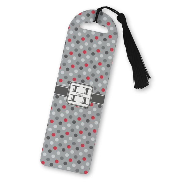 Custom Red & Gray Polka Dots Plastic Bookmark (Personalized)