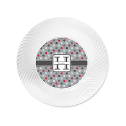 Red & Gray Polka Dots Plastic Party Appetizer & Dessert Plates - 6" (Personalized)