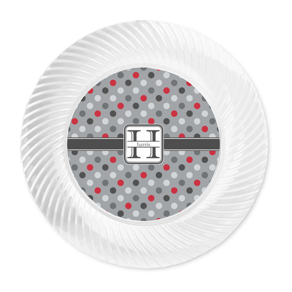 Red & Gray Polka Dots Plastic Party Dinner Plates - Approval