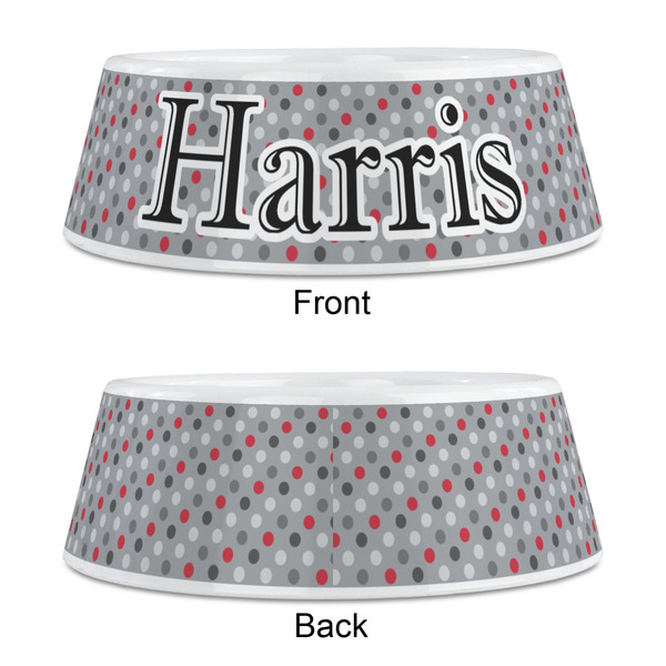 Red & Gray Polka Dots Plastic Pet Bowls - Medium - APPROVAL
