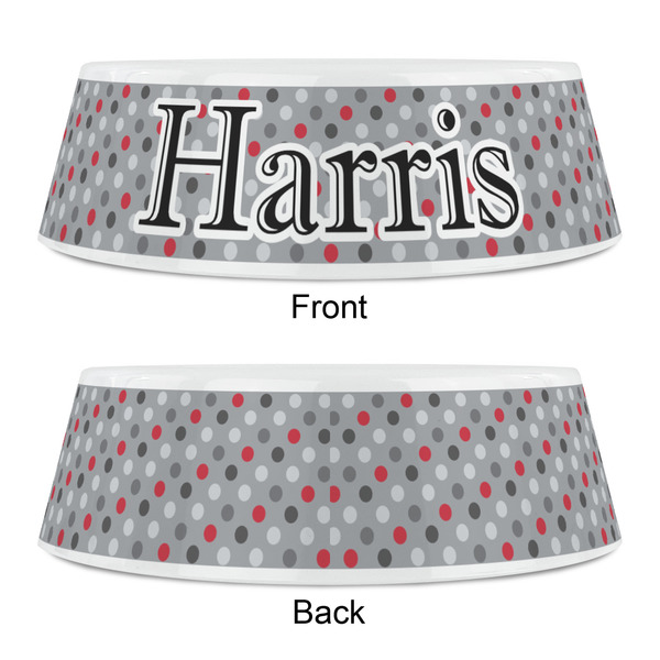 Red & Gray Polka Dots Plastic Pet Bowls - Small - APPROVAL