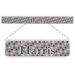 Red & Gray Polka Dots Plastic Ruler - 12" (Personalized)