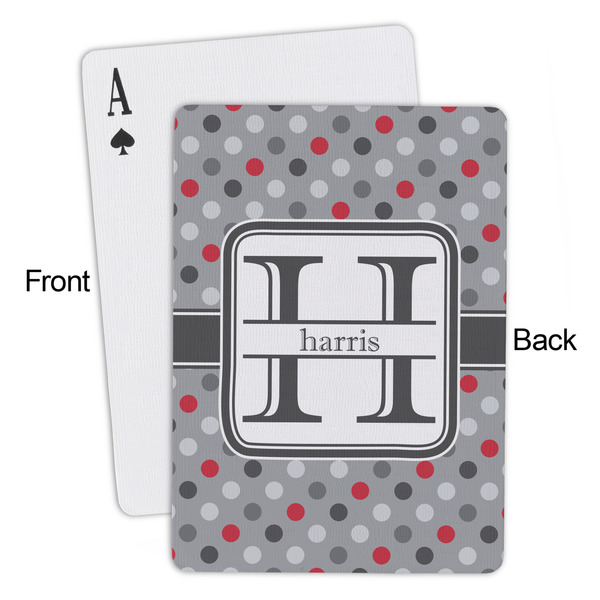 Red & Gray Polka Dots Playing Cards - Approval