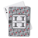 Red & Gray Polka Dots Playing Cards (Personalized)