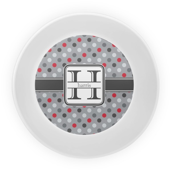 Red & Gray Polka Dots Melamine Bowl - Center