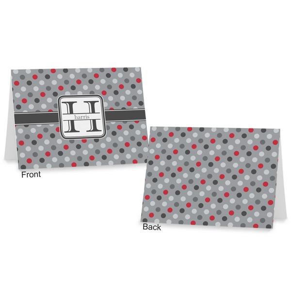 Red & Gray Polka Dots Postcard - Front and Back