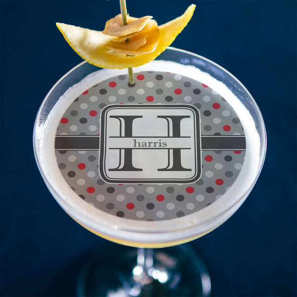 Red & Gray Polka Dots Printed Drink Topper - Large - In Context