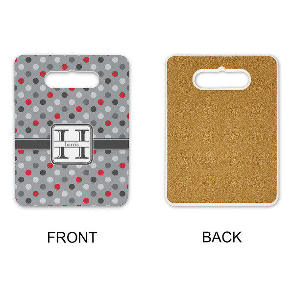 Red & Gray Polka Dots Rectangle Trivet with Handle - APPROVAL