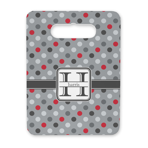 Custom Red & Gray Polka Dots Rectangular Trivet with Handle (Personalized)
