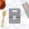 Red & Gray Polka Dots Rectangle Trivet with Handle - LIFESTYLE