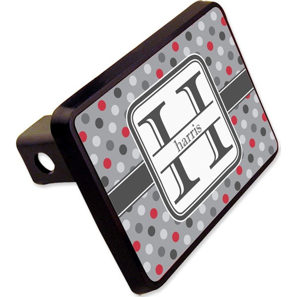 Custom Red & Gray Polka Dots Rectangular Trailer Hitch Cover - 2" (Personalized)