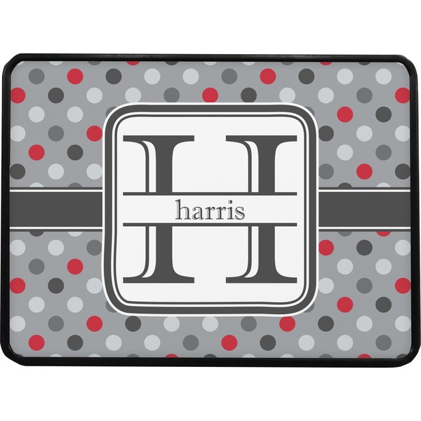 Red & Gray Polka Dots Rectangular Trailer Hitch Cover (Personalized)