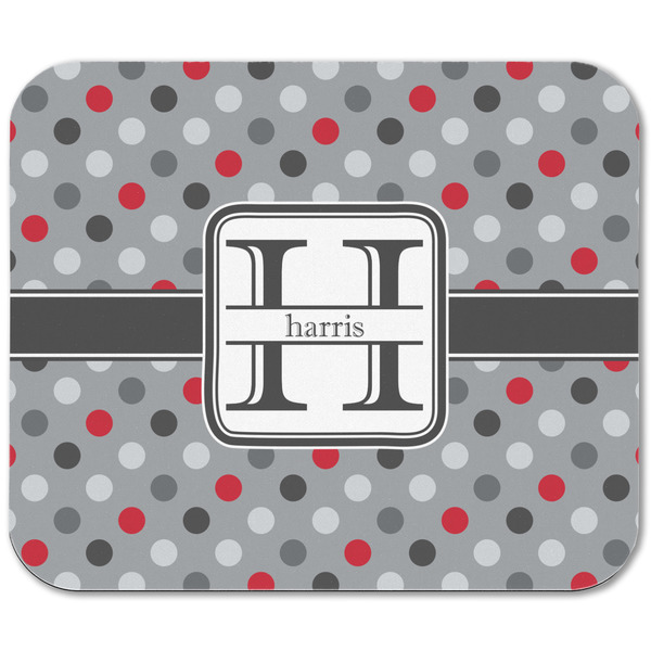 Red & Gray Polka Dots Rectangular Mouse Pad - APPROVAL